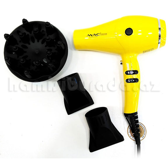 Sèche-cheveux électrique portable Fen Mac MC-6600 3 têtes Sèche-cheveux MAC Couleur jaune