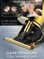 Kemei km-2131 Ensemble de tondeuse à cheveux électrique 2 en 1 pour hommes, rasoir professionnel en feuille d'aluminium + tondeuse à barbe avec écran LCD doré