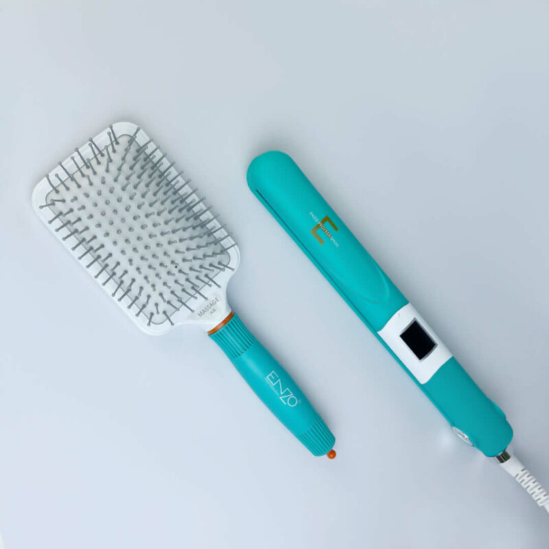 Enzo EN-1291 Brosse à cheveux portable Fer chaud 2 en 1 Hair Airbag Comb Hair Straightener vert