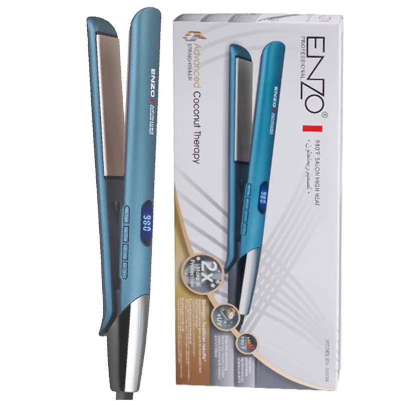 ENZO EN-3863A – lisseur de cheveux électrique en céramique, thérapie avancée à la noix de coco, vert