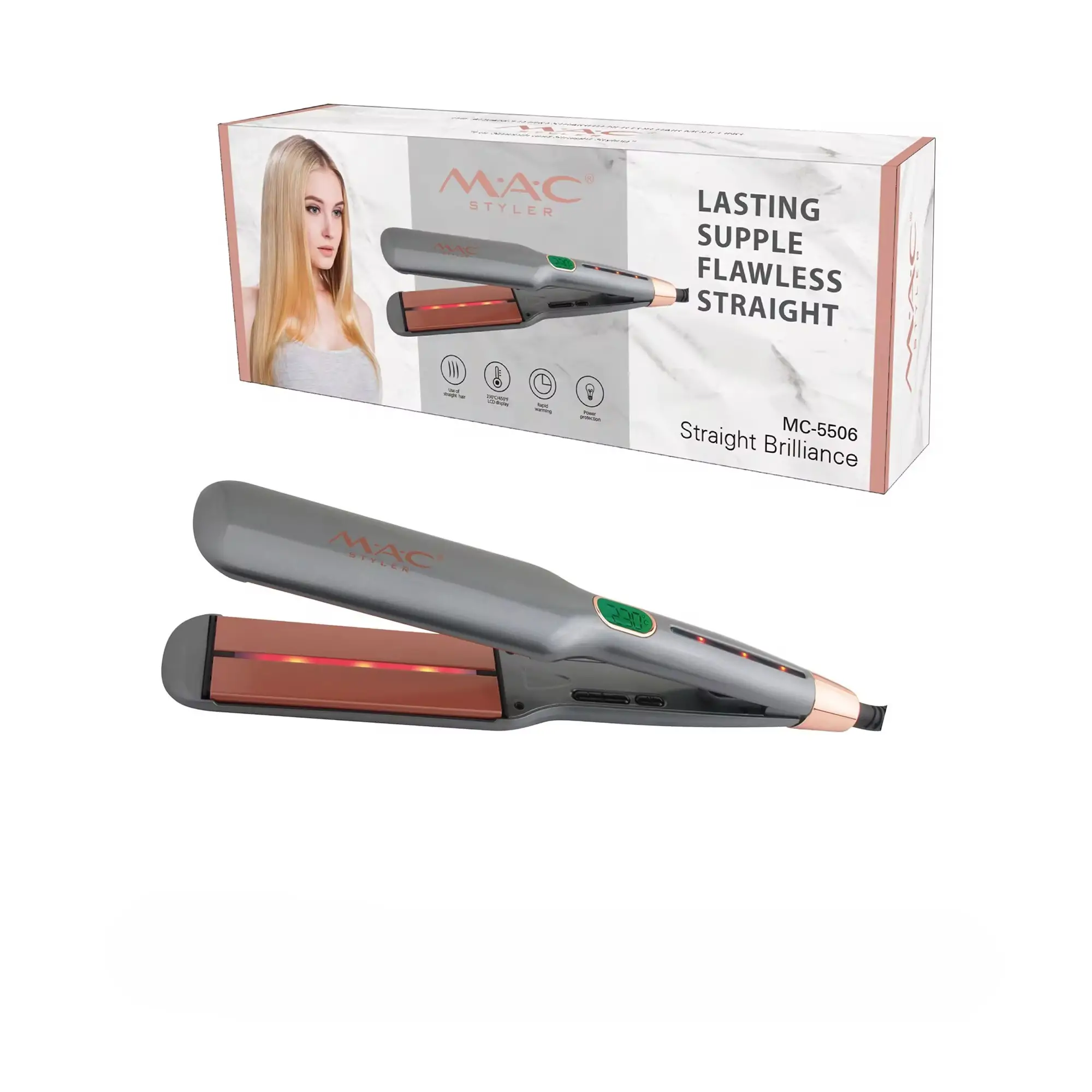 Fer à Lisser mac MC-5506 professionnel en titane 450 F°- Ecran LCD
