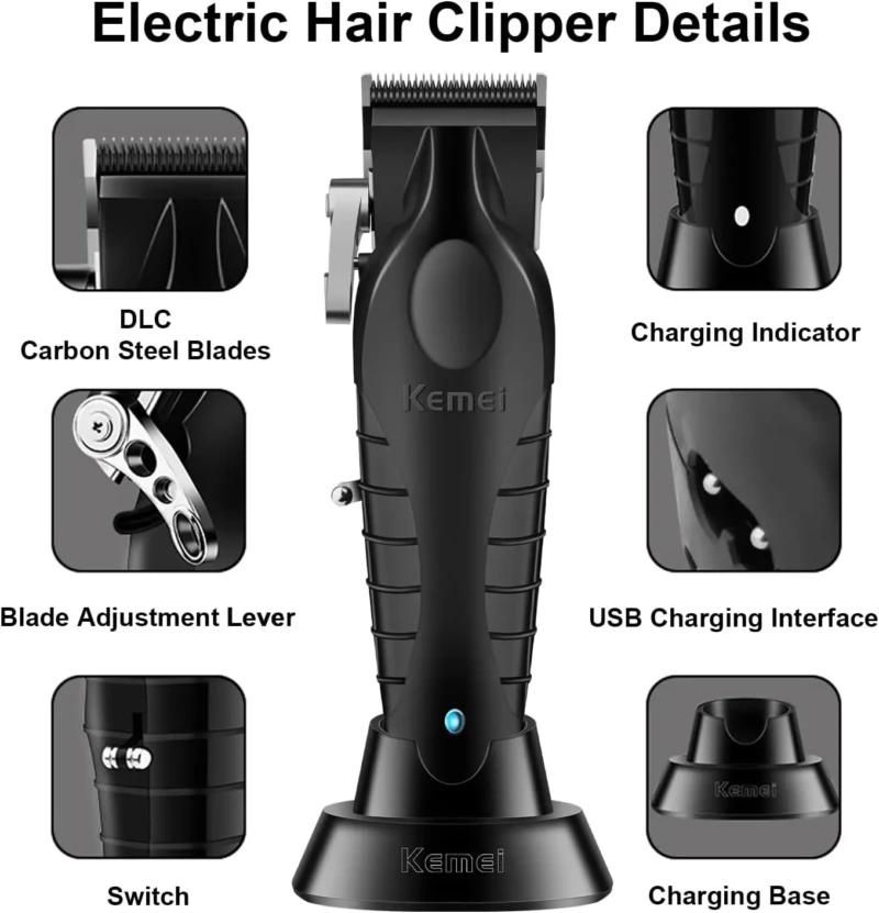 Kemei KM-2296 Tondeuse À Cheveux professionnel pour Hommes réglable noir Tondeuse Tondeuse à cheveux