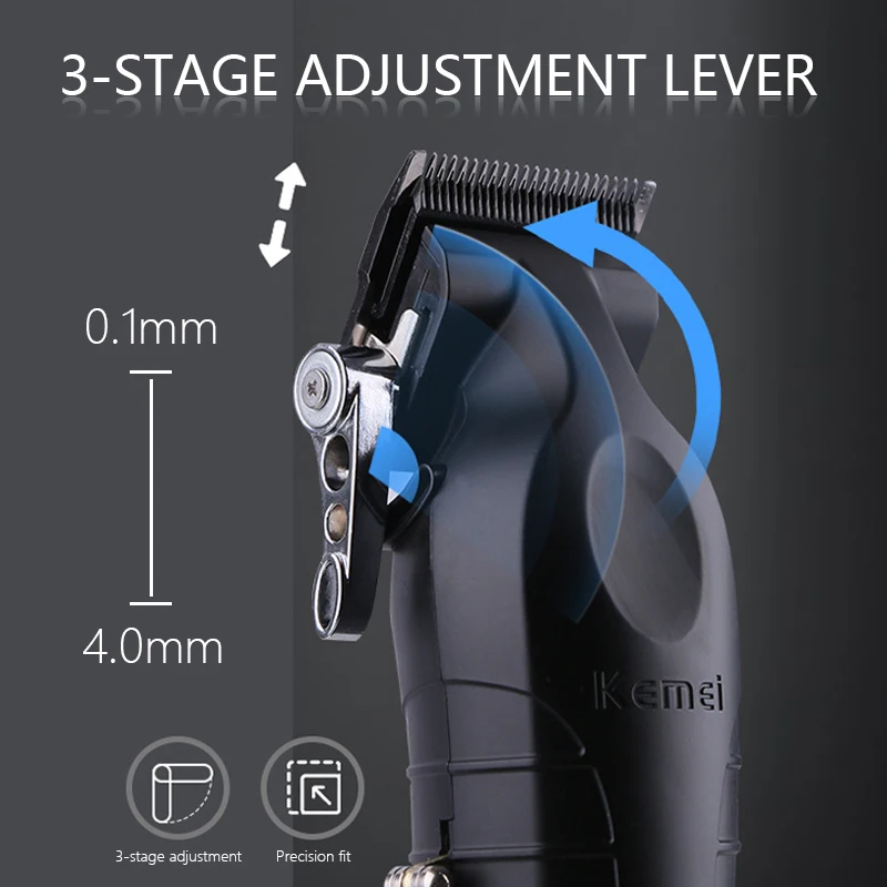 Kemei KM-2296 Tondeuse À Cheveux professionnel pour Hommes réglable noir - - Boutique Algérie