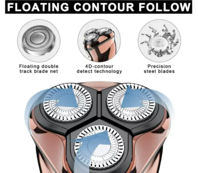 ENZO EN-9308 Rasoir Électrique à Triple Lame Rotative - Rechargeable & Étanche