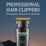 Kemei KM-2282 tondeuse professionnel sans fil USB pour homme LCD noir