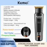 Kemei KM-2282 tondeuse professionnel sans fil USB pour homme LCD noir
