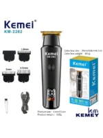 Kemei KM-2282 tondeuse professionnel sans fil USB pour homme LCD noir