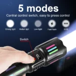 Lampe de poche KEZU KH-W515 nouvelle génération en alliage d'aluminium, couleur nocturne, ZOOM extensible à batterie 26650