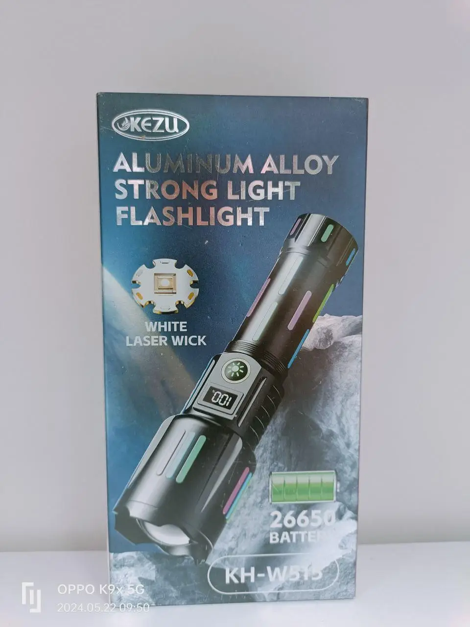 Lampe de poche KEZU KH-W515 nouvelle génération en alliage d'aluminium, couleur nocturne, ZOOM extensible à batterie 26650