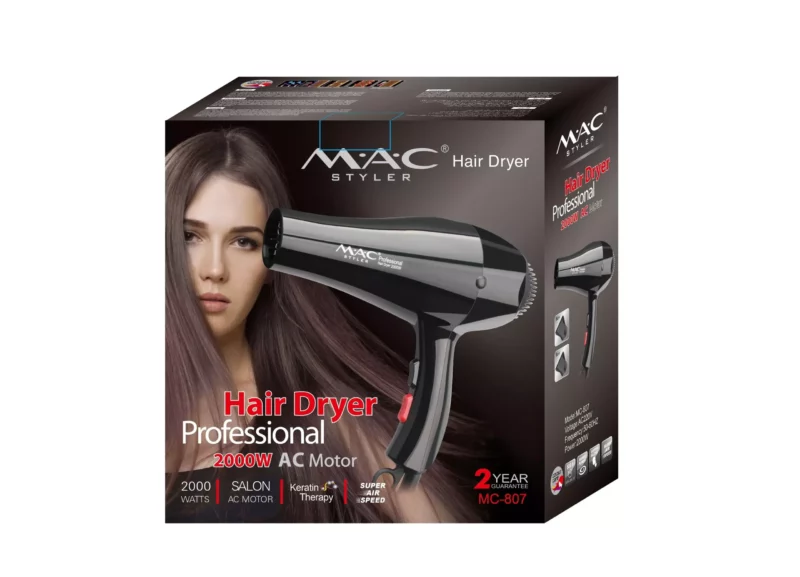 mac styler MC-2031 Sèche Cheveux séchoir professional 2000 W AC Moteur Salon / Noir