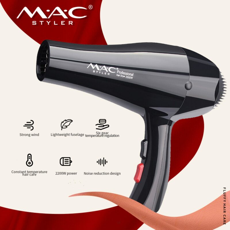 mac styler MC-2031 Sèche Cheveux séchoir professional 2000 W AC Moteur Salon / Noir