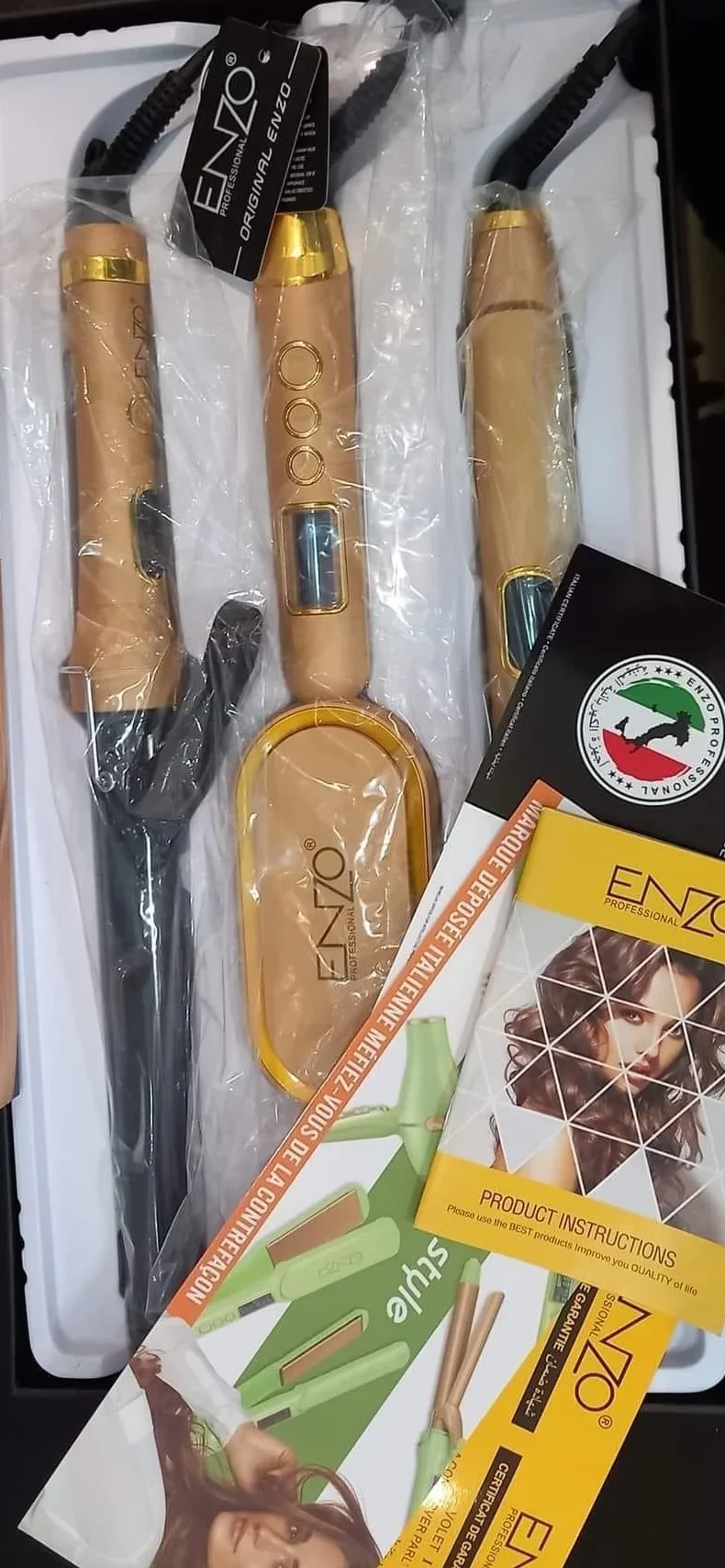Pack Enzo Gold EN-3959 doré lisseur + boucleur + brosse