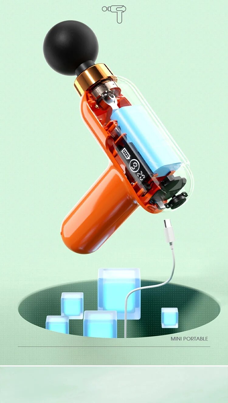 Pistolet De Massage Portable LC-002 avec 4 têtes 9 vitesses écran LCD
