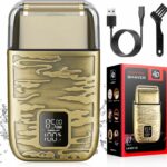 4k -Rasoir électrique LK-2010 tout en métal , avec afficheur numérique, étanche, doré gold