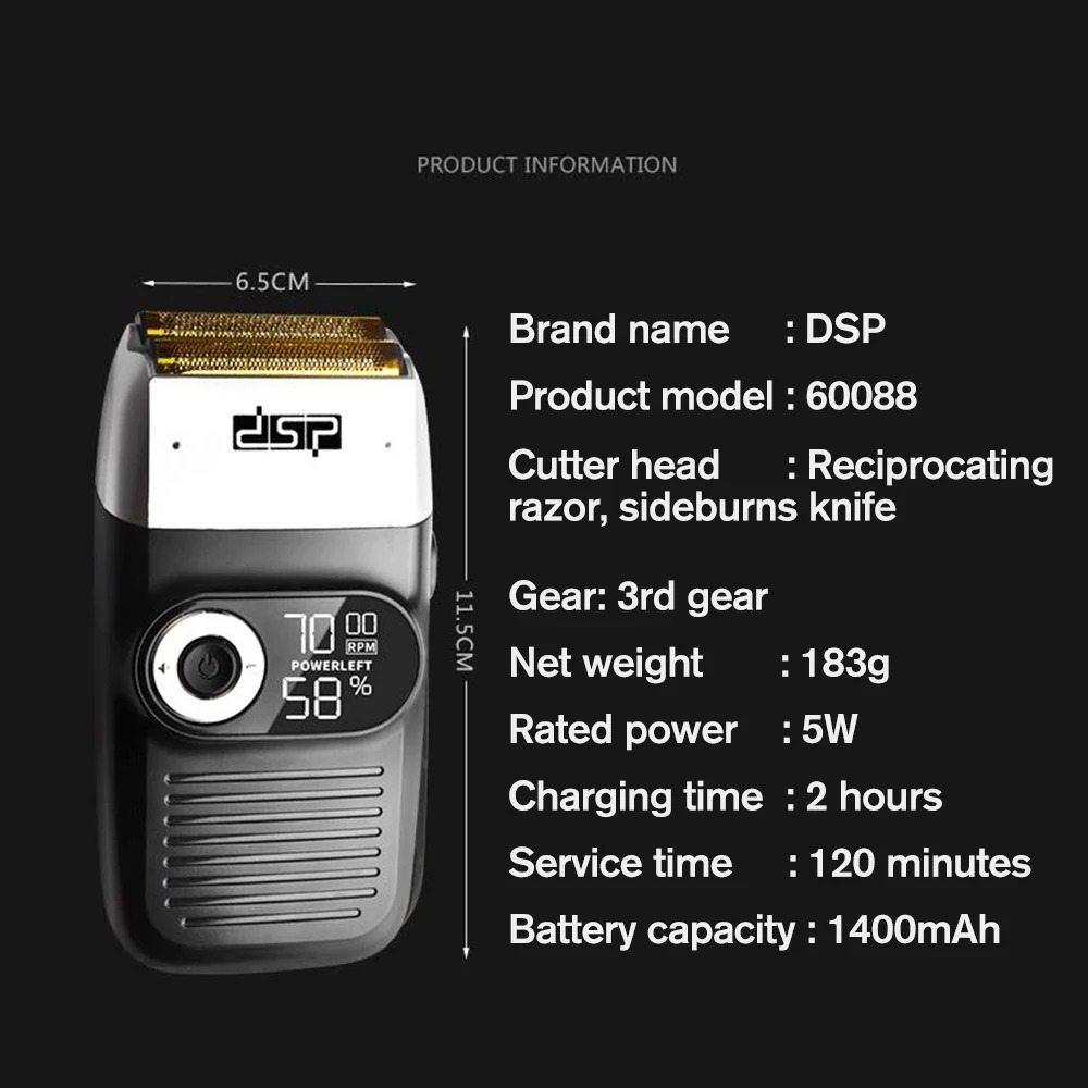 Rasoir Électrique DSP 60088 Portable avec Affichage Numérique - - Boutique Algérie