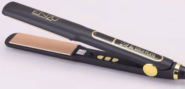 ENZO EN-5182 Lisseur professionnel , chauffage rapide, 450°F, anti-frisottis - noir gold doré
