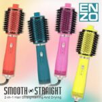 ENZO EN-6214 Brosse Volumisante – Sèche-cheveux et lisseur 2 en 1 pour un coiffage professionnel