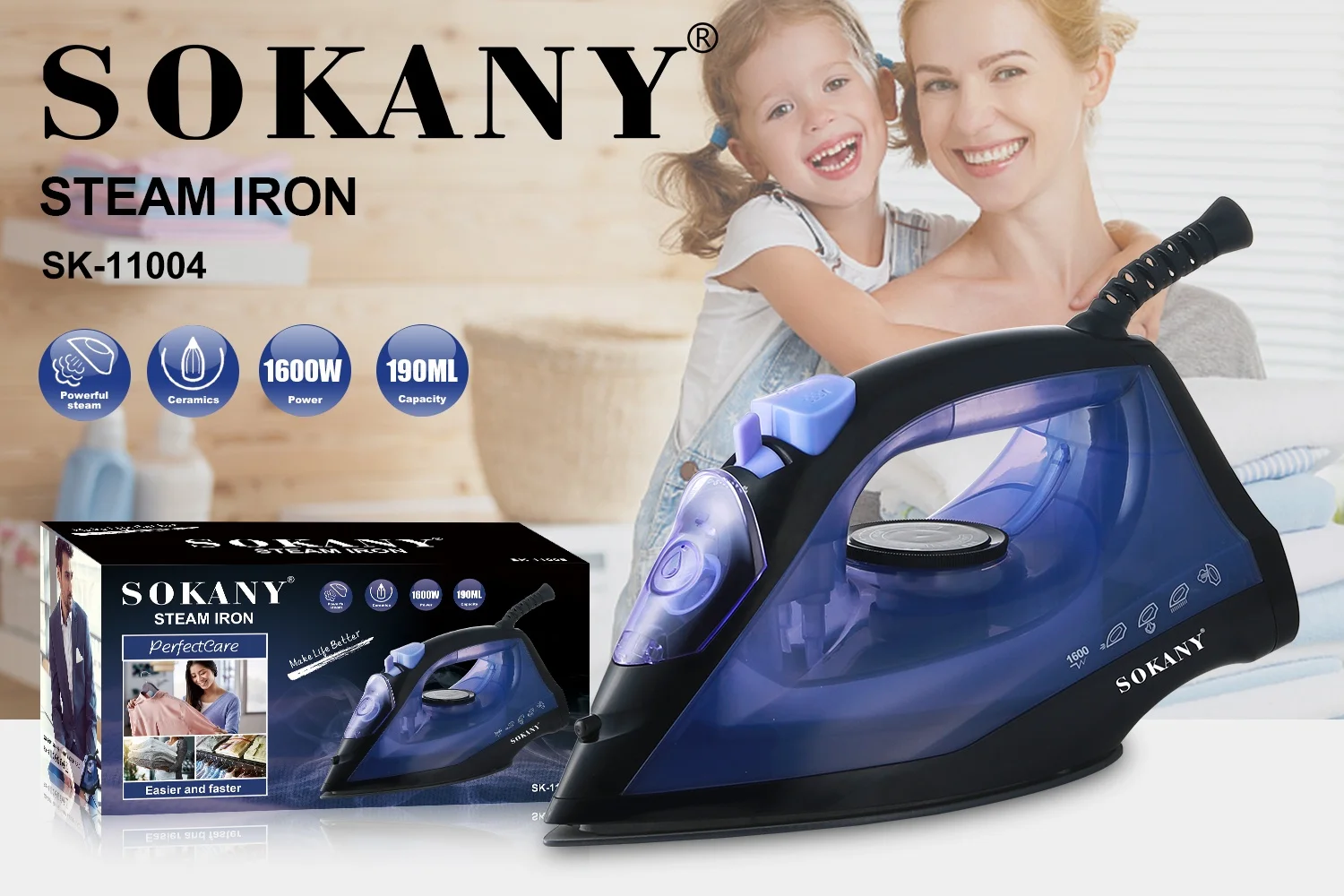 Fer à vapeur à main Sokany SK-11004 – L'allié idéal pour un repassage rapide et efficace