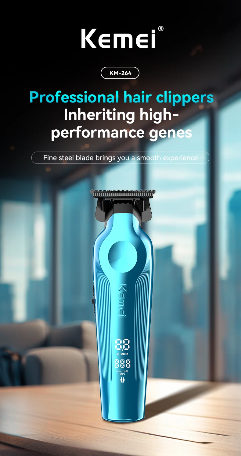 Kemei KM-264 Tondeuse Haute À Cheveux avec afficheur lcd - bleu - - Boutique Algérie