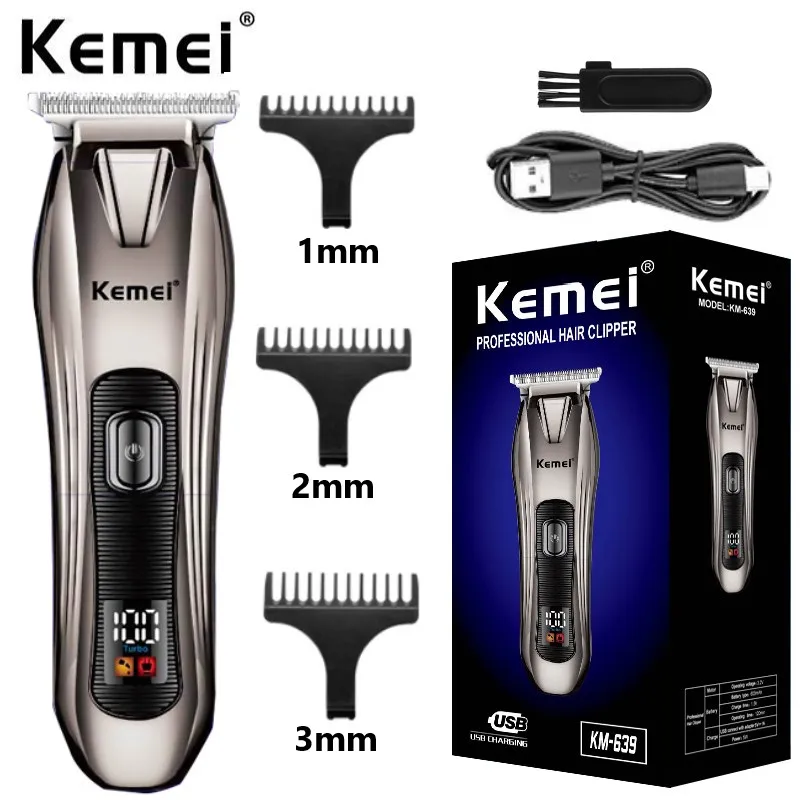 Kemei KM-639 – tondeuse professionnelle Rechargeable pour hommes, rasoir électrique pour barbe et coupe de cheveux