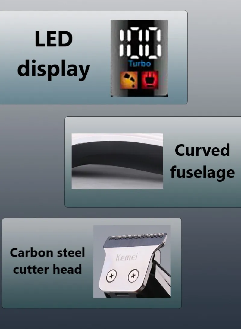 Kemei KM-639 – tondeuse professionnelle Rechargeable pour hommes, rasoir électrique pour barbe et coupe de cheveux