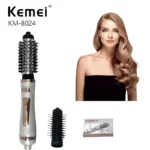 Kemei KM-8024 Brosse RETATIVE brosse chauffante lissante 3 en 1 en céramique