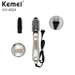 Kemei KM-8024 Brosse RETATIVE brosse chauffante lissante 3 en 1 en céramique