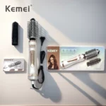Kemei KM-8024 Brosse RETATIVE brosse chauffante lissante 3 en 1 en céramique