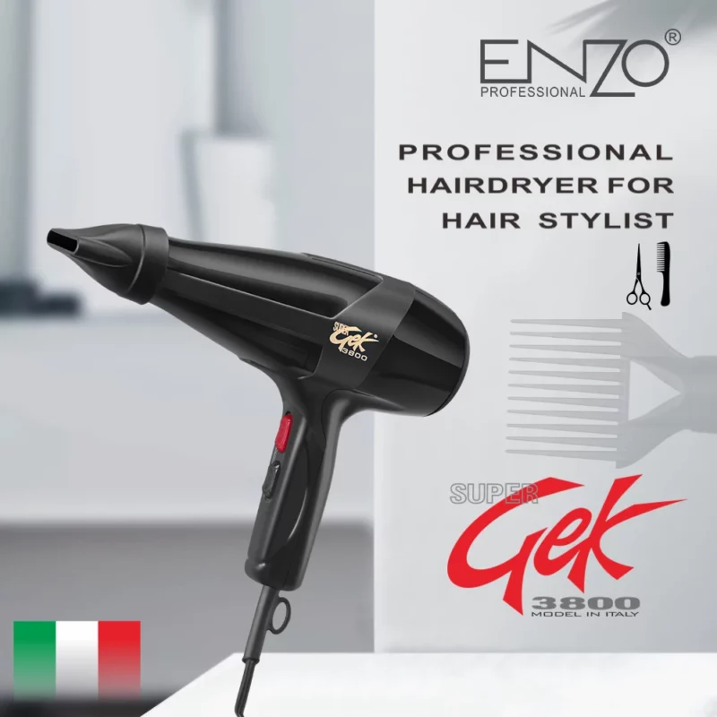 Sèche-cheveux ENZO COD.3233N – Puissance et confort pour un séchage professionnel