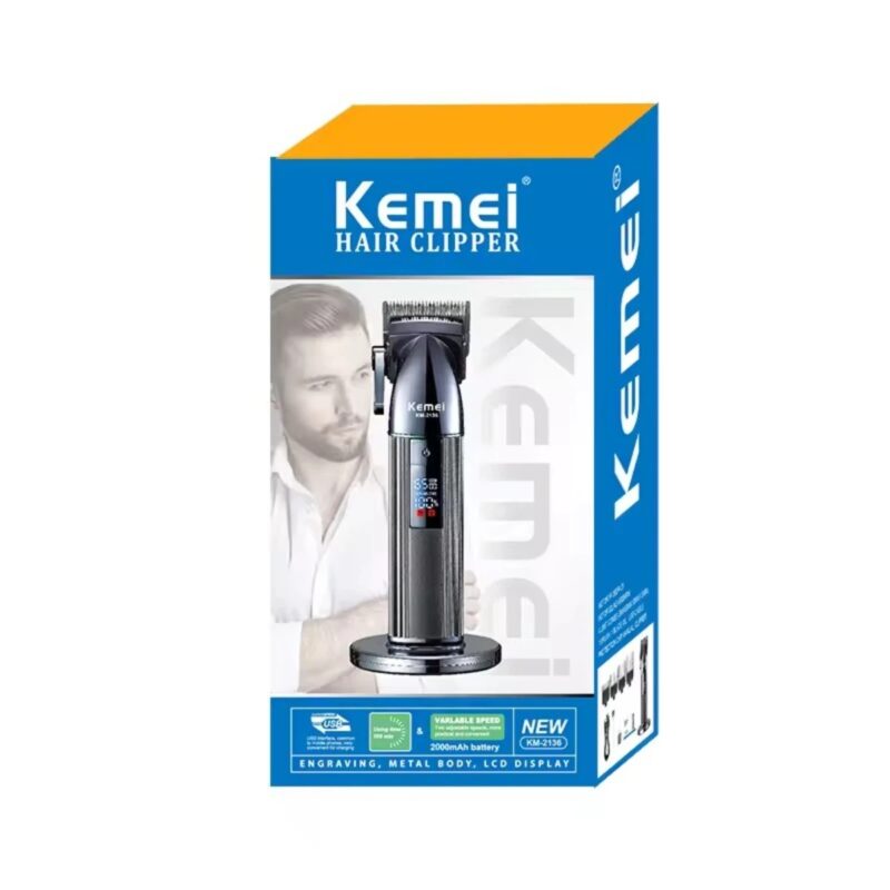 Tondeuse à Cheveux Professionnelle Kemei KM-2136 LCD NOIR