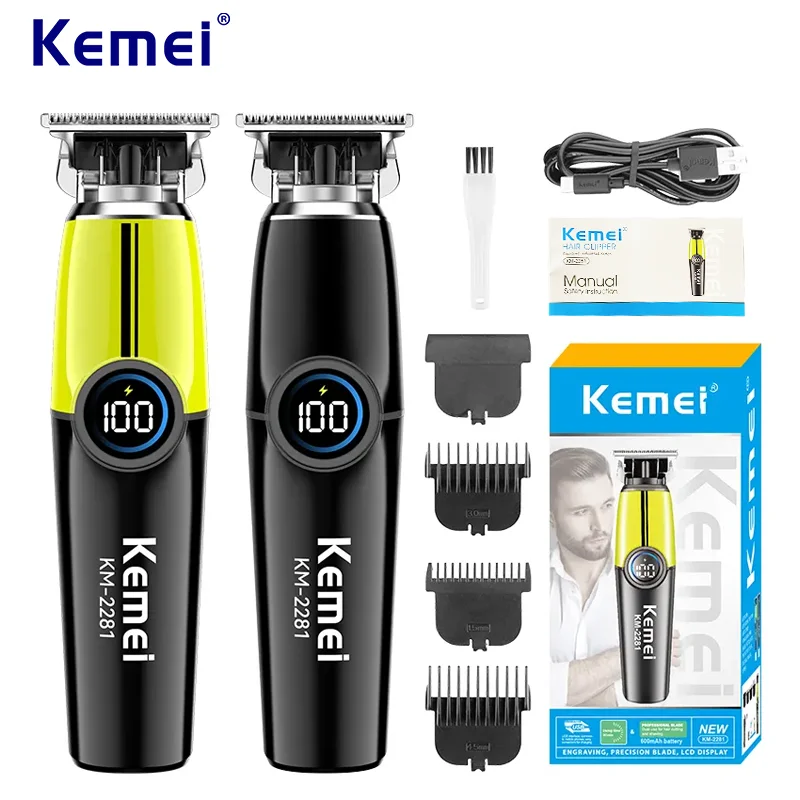 Kemei KM-2281 tondeuse à cheveux électrique LCD affichage numérique rasoir barbier gravure conception Portable professionnel Machine de découpe