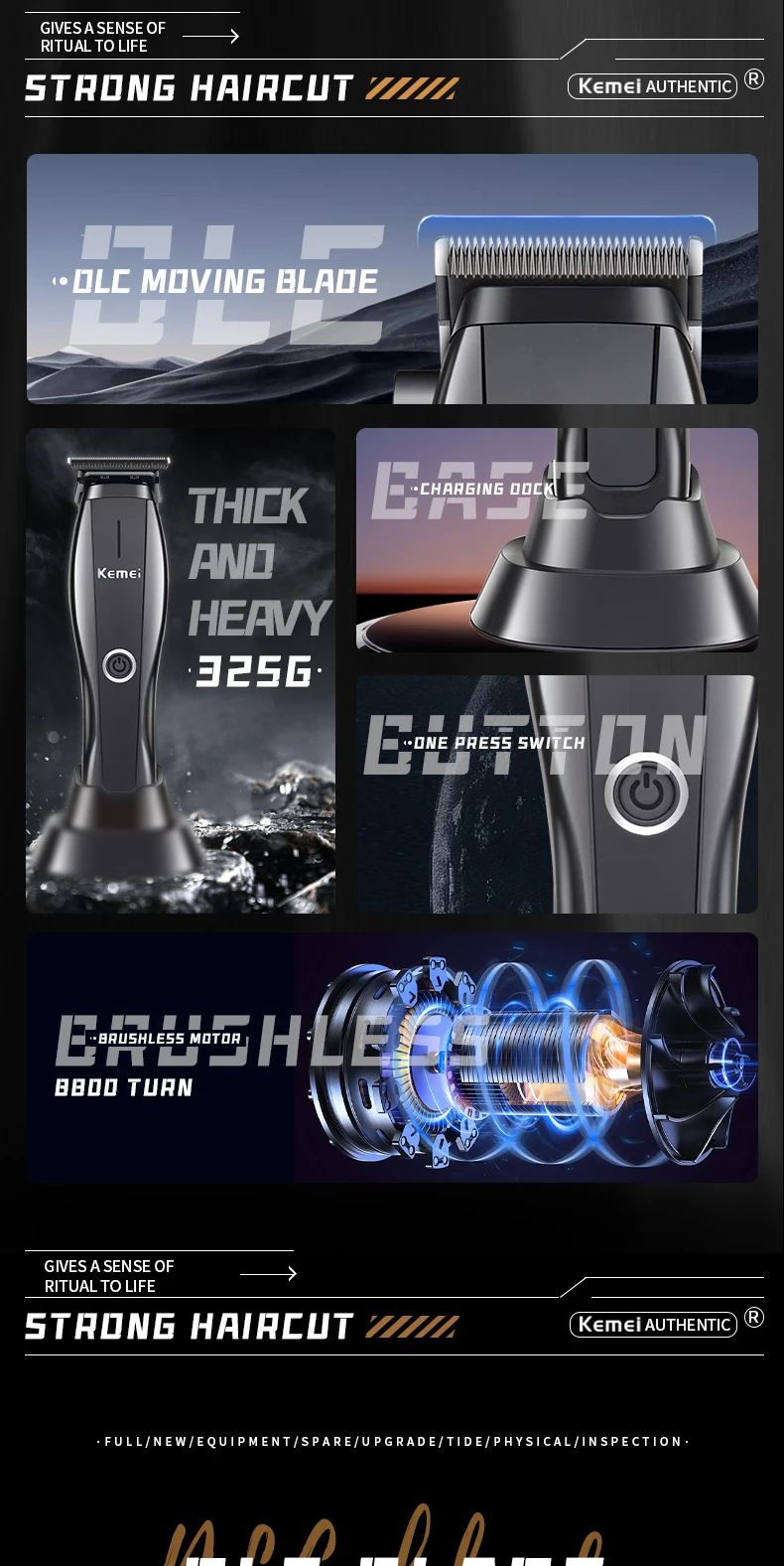 Kemei KM-2295 tondeuse à cheveux haute vitesse lame DLC Machine de barbier avec support de charge Machine de coupe de cheveux sans fil - - Boutique Algérie