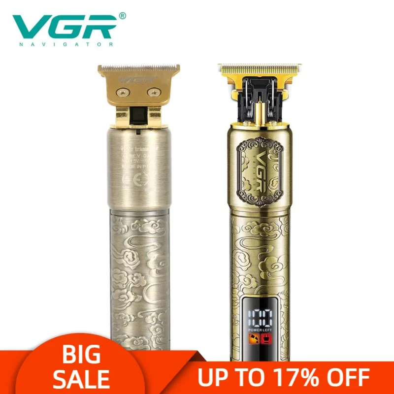 VgazV-073 Tondeuse à Cheveux et Barbe Sans Fil  – Lames en Acier Inoxydable, Rechargeable USB, Affichage LED