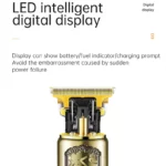 VgazV-073 Tondeuse à Cheveux et Barbe Sans Fil  – Lames en Acier Inoxydable, Rechargeable USB, Affichage LED