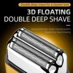 Kemei KM-T123 rasoir electrique hommes rasoir barbe à barbe 8500 tr/min doré LCD Rasoir pour hommes