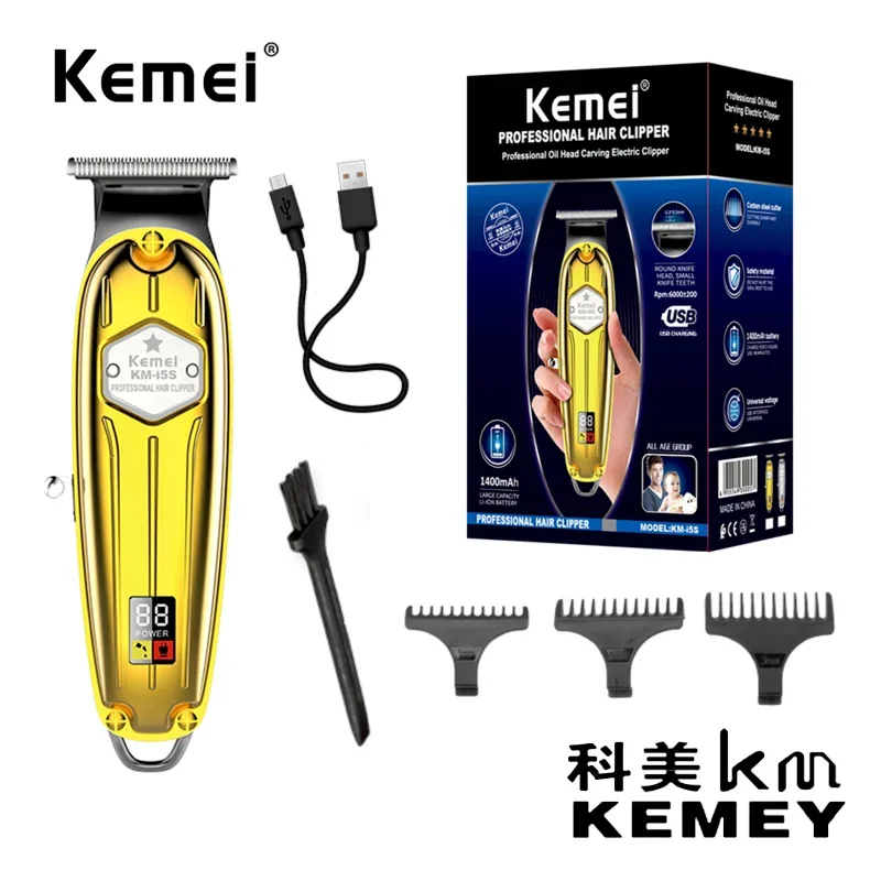 Kemei KM-i5S corps en métal doré gold affichage de puissance LED USB Rechargeable