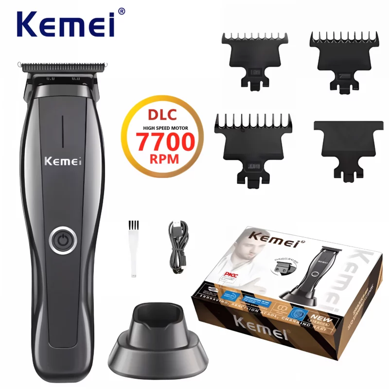 Kemei KM-2295 tondeuse à cheveux haute vitesse lame DLC Machine de barbier avec support de charge Machine de coupe de cheveux sans fil