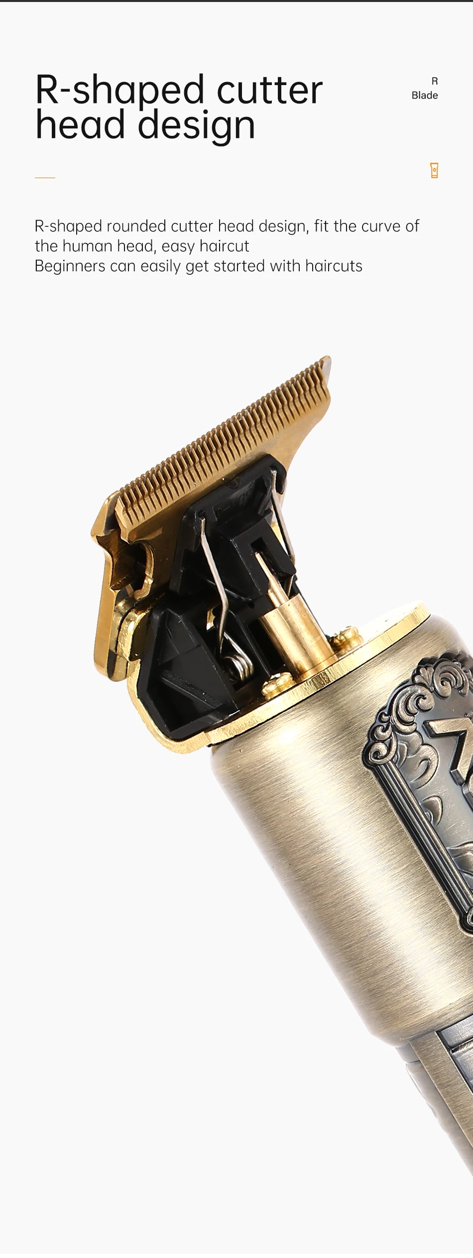 VgazV-073 Tondeuse à Cheveux et Barbe Sans Fil  – Lames en Acier Inoxydable, Rechargeable USB, Affichage LED