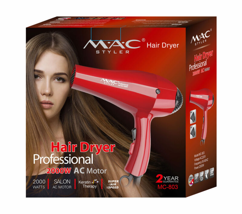 Mac Styler MC-803 Sèche-cheveux – Moteur AC Professionnel 2000W – Haute Performance