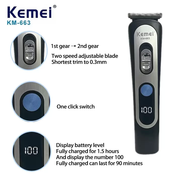 Tondeuse à cheveux électrique multifonctionnelle Kemei KM-663, tondeuse à cheveux électrique à insertion, tondeuse à cheveux et tondeuse pour le nez