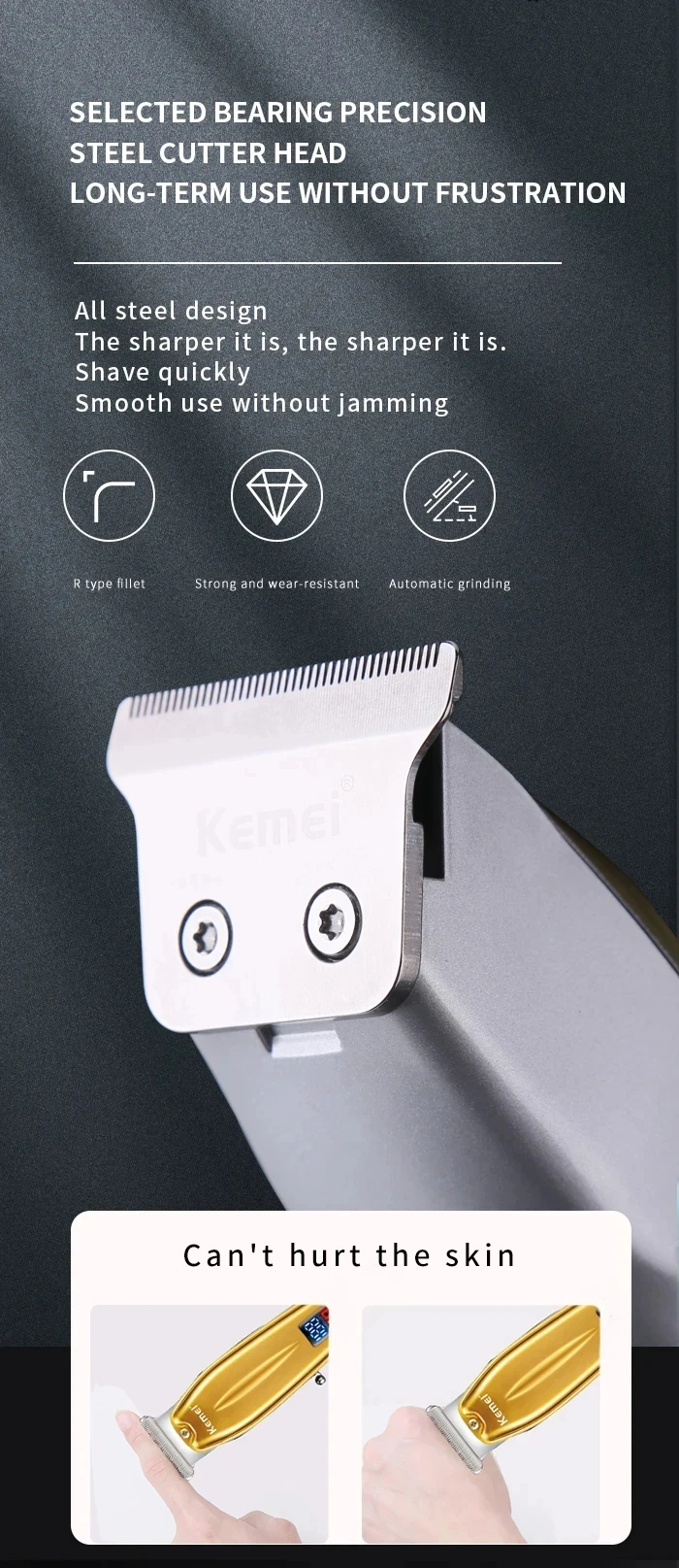 Tondeuse à Cheveux Kemei KM-1599 – Lames en Acier Inoxydable, Rechargeable, Affichage LCD​