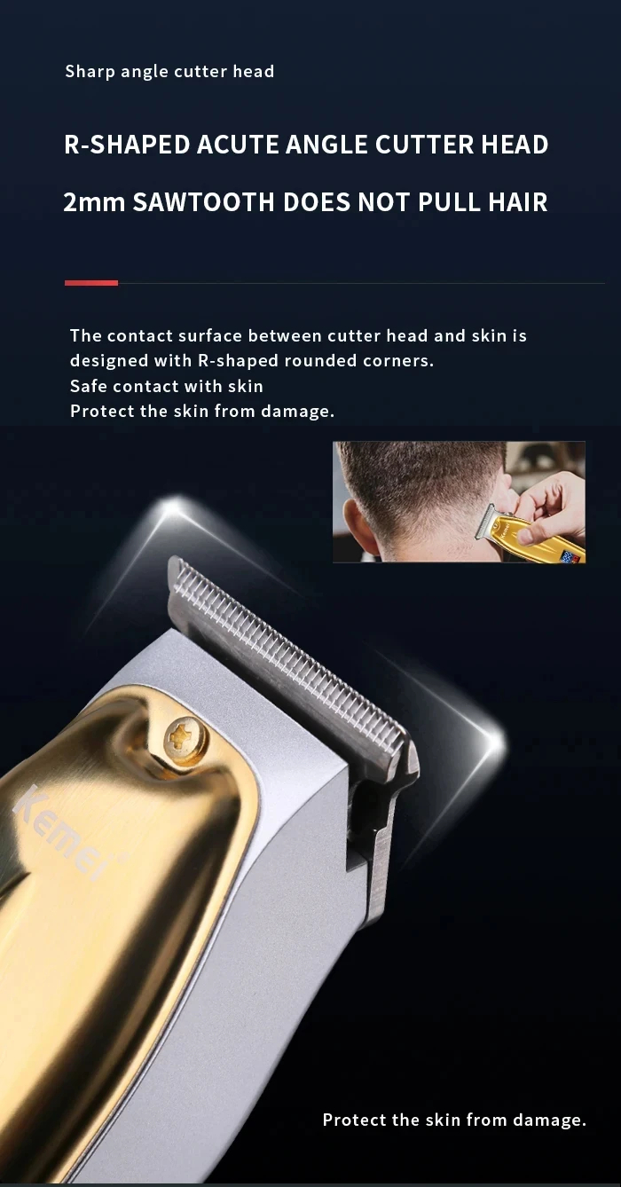 Tondeuse à Cheveux Kemei KM-1599 – Lames en Acier Inoxydable, Rechargeable, Affichage LCD​
