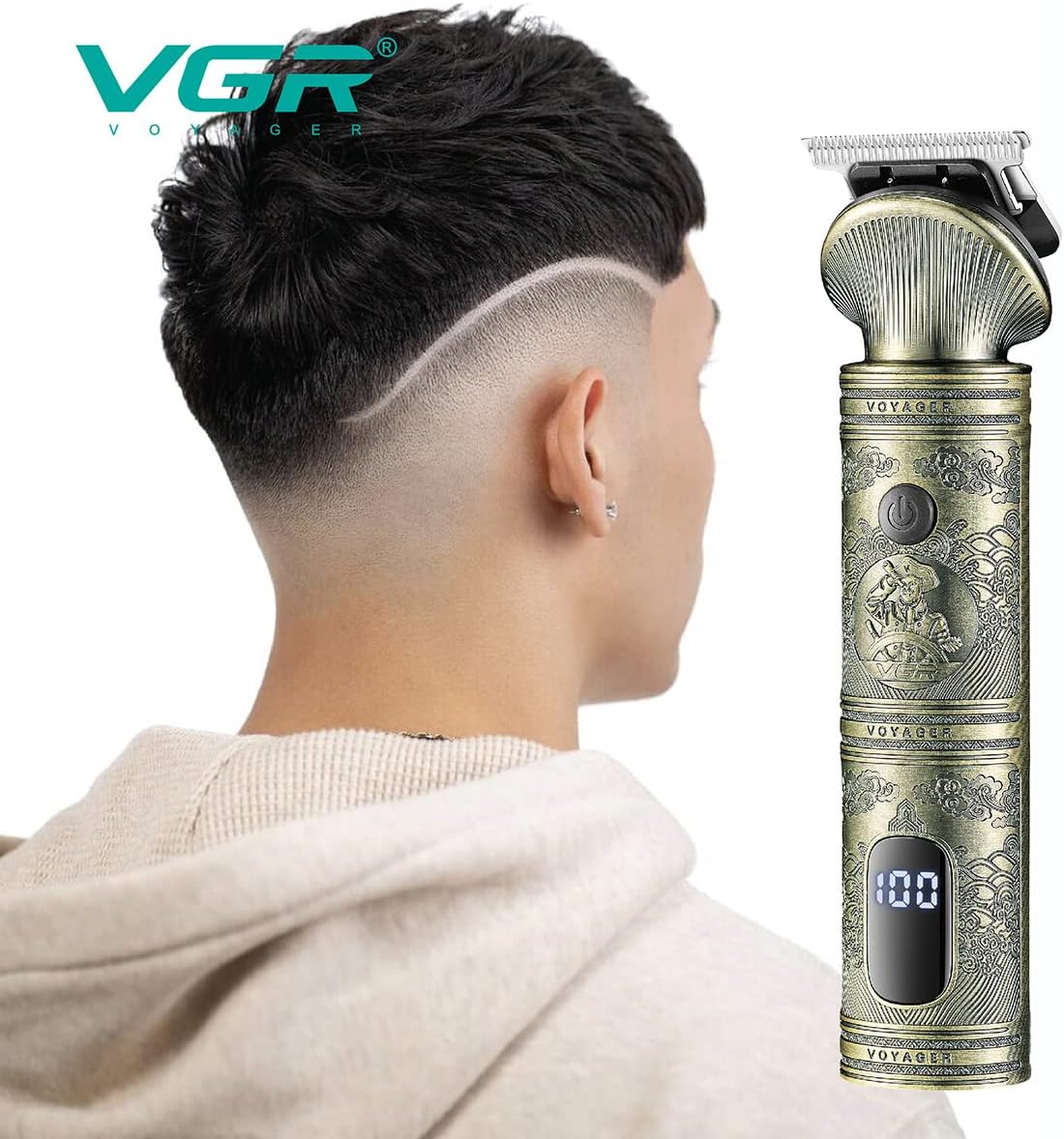 Tondeuse à Cheveux VGR V-962 – Rechargeable USB, Affichage LED, Lames Acier Inoxydable, Coupe Précise