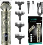 Tondeuse à Cheveux VGR V-962 – Rechargeable USB, Affichage LED, Lames Acier Inoxydable, Coupe Précise