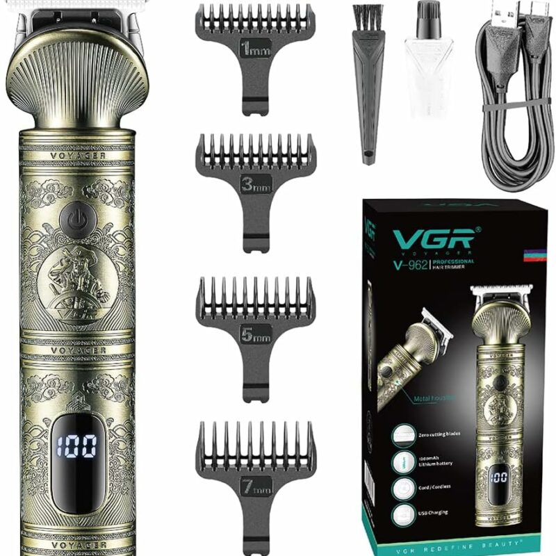 Tondeuse à Cheveux VGR V-962 – Rechargeable USB, Affichage LED, Lames Acier Inoxydable, Coupe Précise