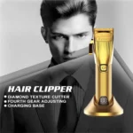 Tondeuse Kemei KM-K32S Sans Fil avec Écran LCD – Tondeuse Rechargeable pour Cheveux et Barbe gold doré