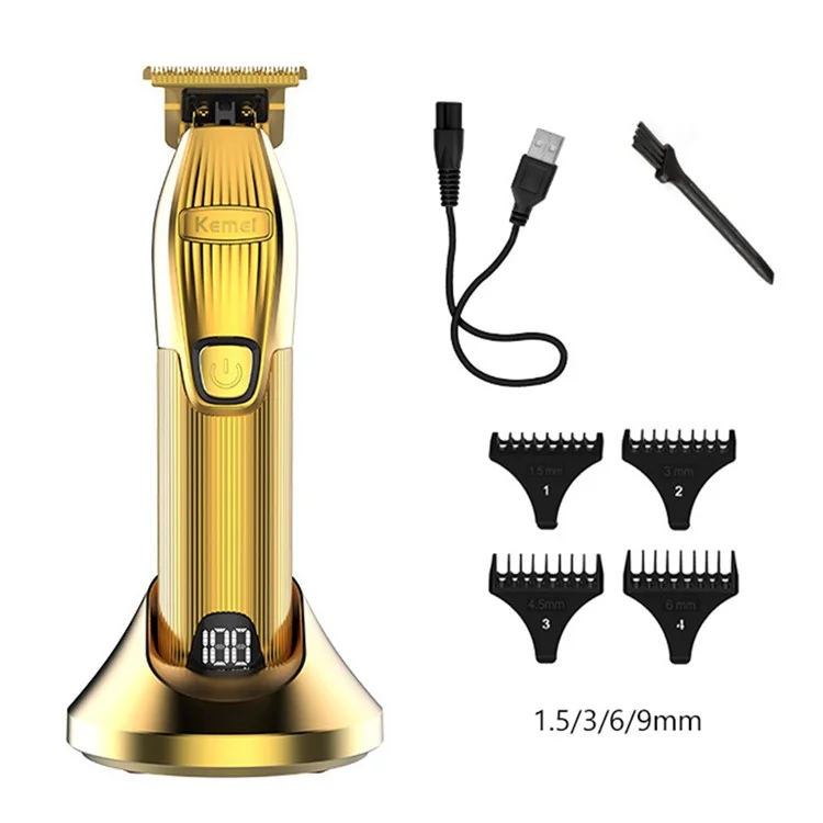 Tondeuse Kemei KM-K32S Sans Fil avec Écran LCD – Tondeuse Rechargeable pour Cheveux et Barbe gold doré