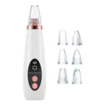 Aspirateur / Extracteur Point Noir Avec 6 Tete - Blanc de points noirs rechargeable avec écran LCD – 5 niveaux de puissance, 6 têtes interchangeables, batterie 1000 mAh