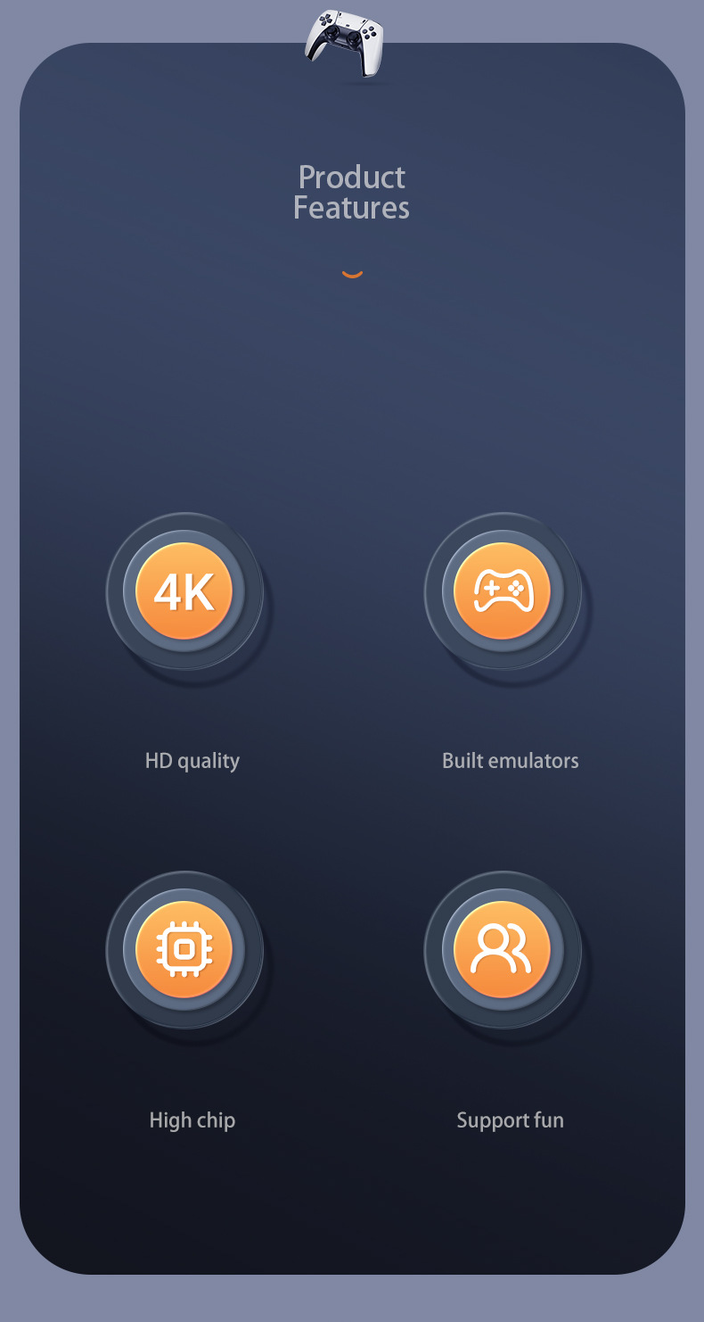 Console jeux M8 Pro Game Stick – Console de jeu rétro HDMI 4K avec 20 000+ jeux, manettes sans fil 2.4G, émulateurs PS1/GBA/Arcade