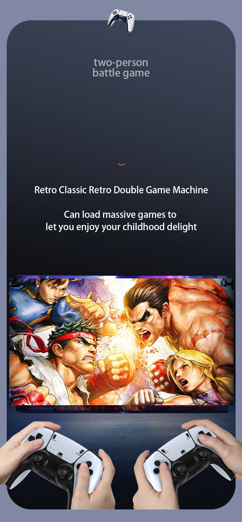 Console jeux M8 Pro Game Stick – Console de jeu rétro HDMI 4K avec 20 000+ jeux, manettes sans fil 2.4G, émulateurs PS1/GBA/Arcade